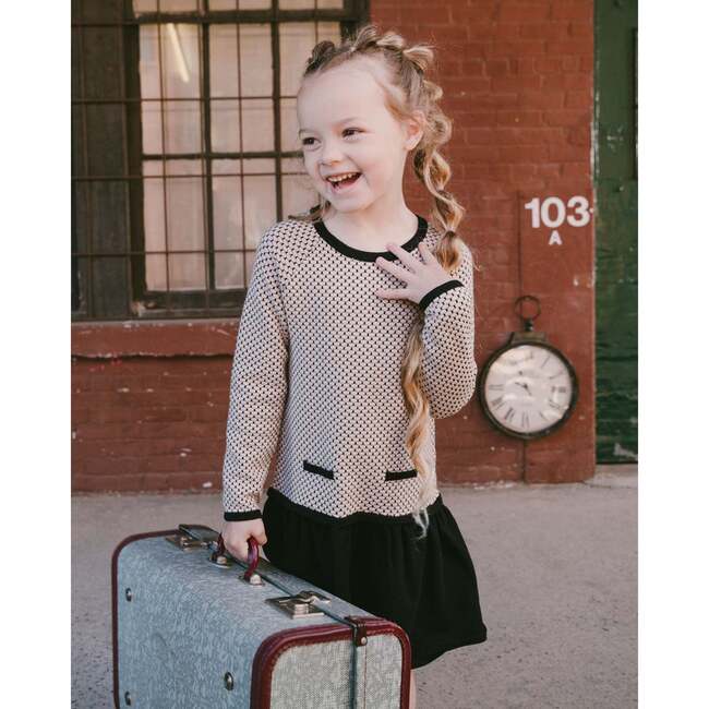 Long Sleeve Knit Sweater Dress and Beige, Black - Dresses - 2