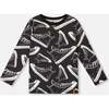 Long Sleeve Organic Cotton Allover Print Tee, Black - Sweatshirts - 1 - thumbnail