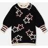 Long Sleeve Knit Dress with Stars, Black - Dresses - 1 - thumbnail