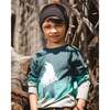 Long Sleeve Organic Cotton Gradient Jersey Tee, Dark Teal - Sweatshirts - 2