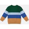 Long Sleeve Knit Sweater, Blue, Green and Brown - Sweaters - 2