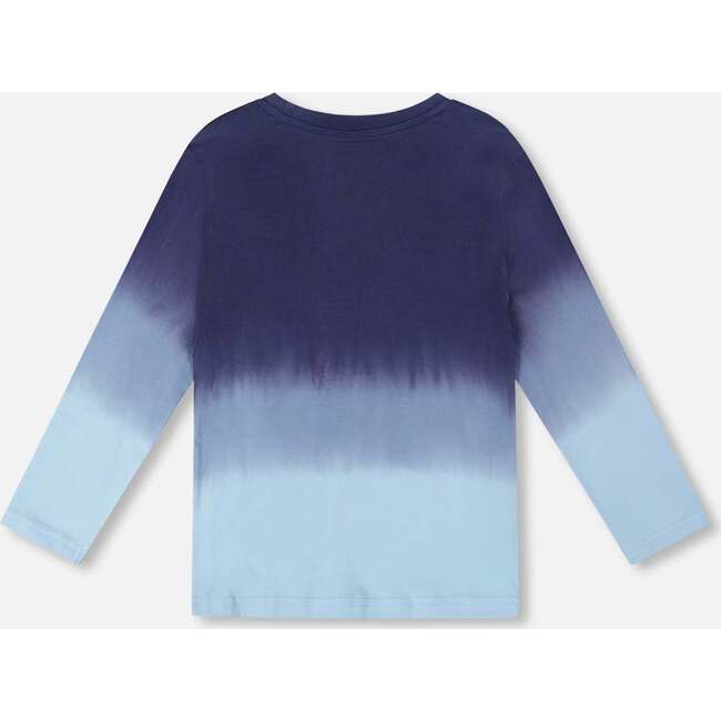 Long Sleeve Organic Cotton Gradient Jersey Tee, Blue - Sweatshirts - 2