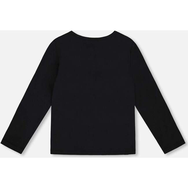 Long Sleeve Organic Cotton Jersey Bow Tee, Black - Sweatshirts - 3
