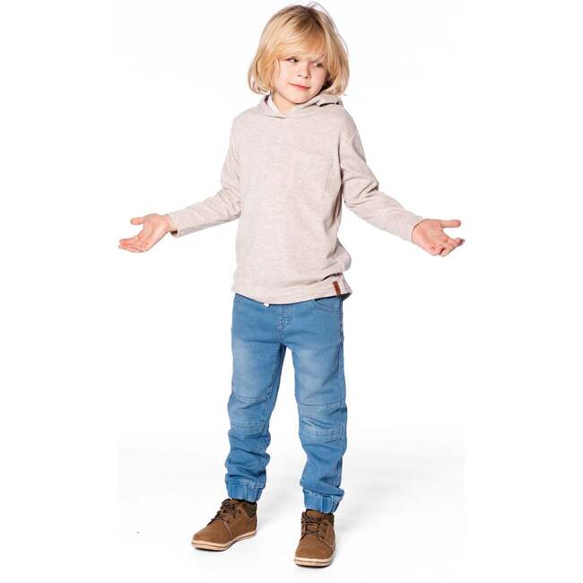 Long Sleeve Super Soft Brushed Jersey Hooded Tee Heather Beige, Heather Beige Gray - Sweatshirts - 3