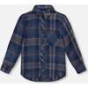 Long Sleeve Flannel Shirt Blue and Brown Plaid, Blue & Brown Plaid - Sweatshirts - 1 - thumbnail