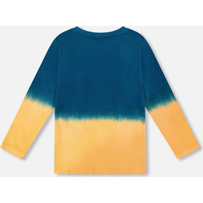 Long Sleeve Organic Cotton Gradient Jersey Tee, Dark Teal - Sweatshirts - 3