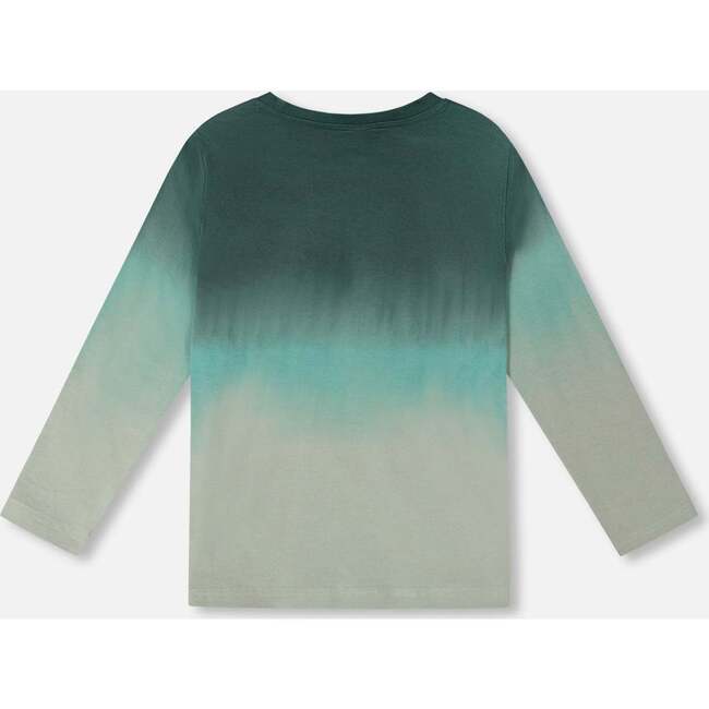 Long Sleeve Organic Cotton Gradient Jersey Tee, Bottle Green - Sweatshirts - 3
