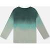 Long Sleeve Organic Cotton Gradient Jersey Tee, Bottle Green - Sweatshirts - 3