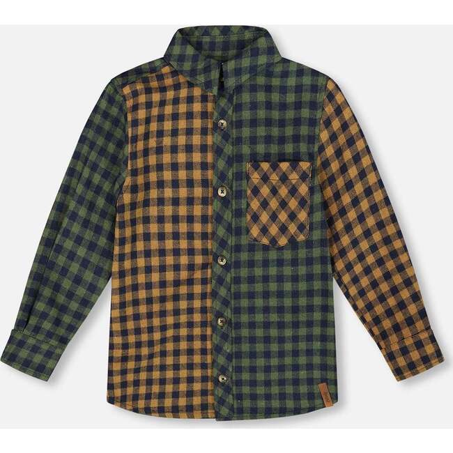 Long Sleeve Flannel Shirt Yellow and Green Plaid, Yellow & Green Plaid