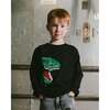 Long Sleeve Jersey Tee Shirt with Dinosaur, Black - Sweatshirts - 2
