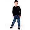 Long Sleeve Jersey Tee Shirt with Print Back & Front, Black - Sweatshirts - 2