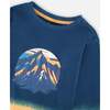 Long Sleeve Organic Cotton Gradient Jersey Tee, Dark Teal - Sweatshirts - 4