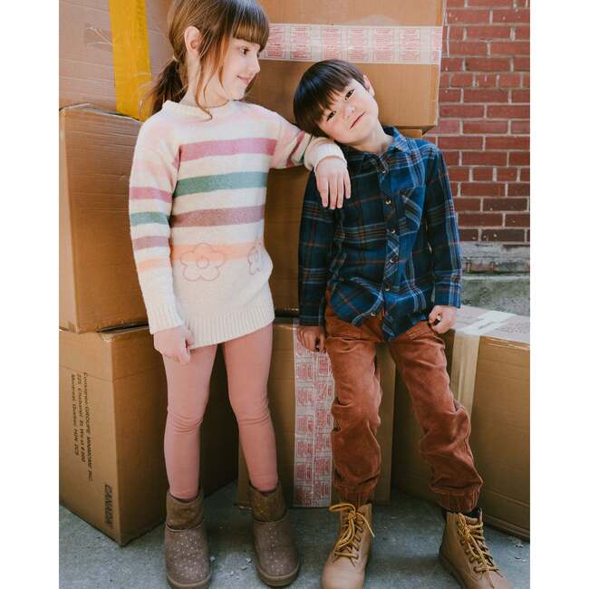 Long Sleeve Flannel Shirt Blue and Brown Plaid, Blue & Brown Plaid - Sweatshirts - 2