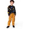Long Sleeve Organic Cotton Allover Monsters Print Tee, Black - Sweatshirts - 3