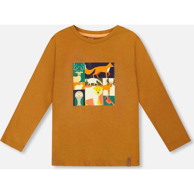 Long Sleeve Cotton Jersey Tee Shirt, Orange Brown