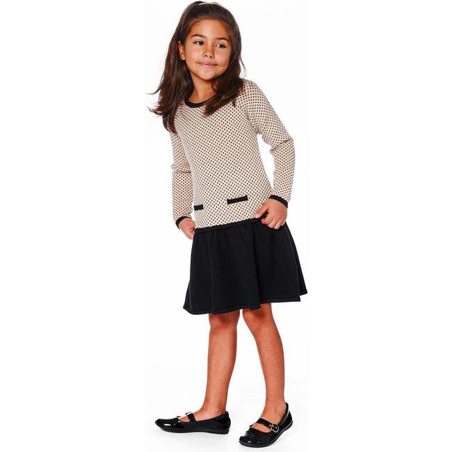 Long Sleeve Knit Sweater Dress and Beige, Black - Dresses - 4