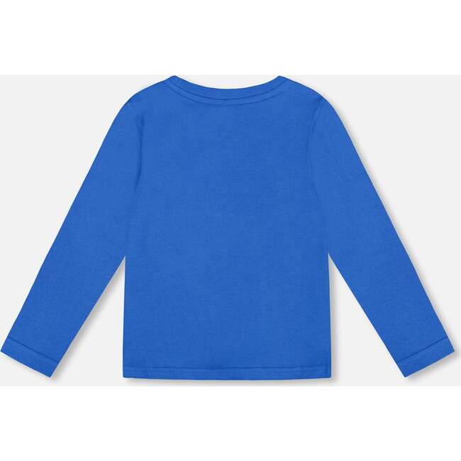 Long Sleeve Organic Cotton Jersey Tee, Blue - Sweatshirts - 3