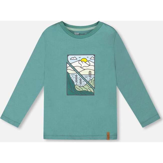 Long Sleeve Cotton Jersey Tee Shirt Green, Sage