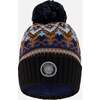 Lined Knit Winter Hat with Pompom, Taupe and Navy - Winter Hats - 1 - thumbnail