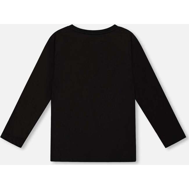 Long Sleeve Jersey Tee Shirt with Dinosaur, Black - Sweatshirts - 4