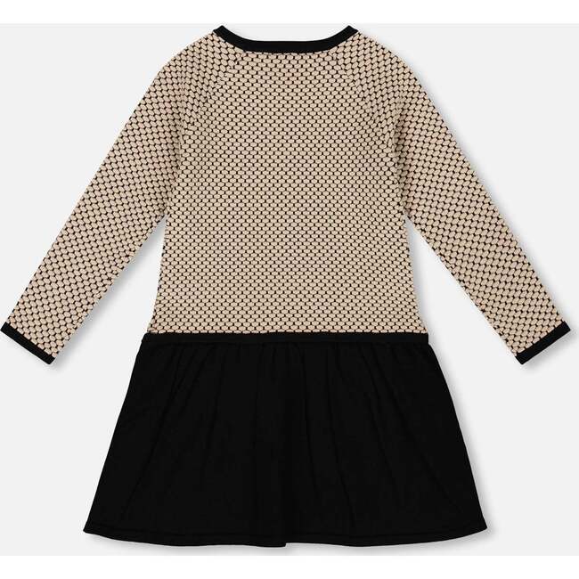 Long Sleeve Knit Sweater Dress and Beige, Black - Dresses - 5
