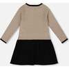 Long Sleeve Knit Sweater Dress and Beige, Black - Dresses - 5