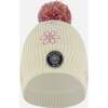 Lined Knit Pompom Hat, Off-White and Pink - Winter Hats - 1 - thumbnail