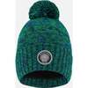 Lined Knit Pompom Hat, Green and Blue - Winter Hats - 1 - thumbnail