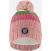 Lined Knit Pompom Hat, Pink and Green - Winter Hats - 1 - thumbnail