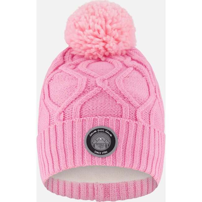 Lined Knit Pompom Hat, Pink