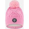 Lined Knit Pompom Hat, Pink - Winter Hats - 1 - thumbnail