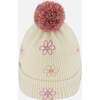Lined Knit Pompom Hat, Off-White and Pink - Winter Hats - 2