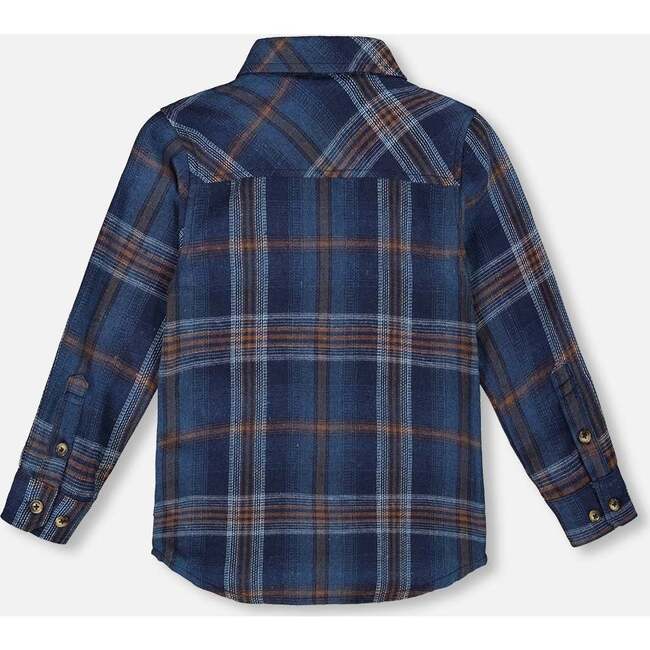 Long Sleeve Flannel Shirt Blue and Brown Plaid, Blue & Brown Plaid - Sweatshirts - 4