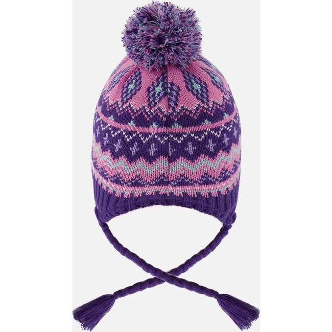 Lined Peruvian Knit Pompom Hat Purple and Pink, Mauve and Pink - Winter Hats - 3