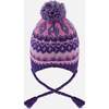 Lined Peruvian Knit Pompom Hat Purple and Pink, Mauve and Pink - Winter Hats - 3