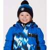 Lined Knit Winter Hat with Pompom, Black and Blue - Winter Hats - 2