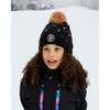 Lined Knit Pompom Hat with Little Sequins, Black and Multicolor - Winter Hats - 2