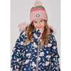 Lined Knit Pompom Hat, Pink and Green - Winter Hats - 2