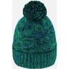 Lined Knit Pompom Hat, Green and Blue - Winter Hats - 3