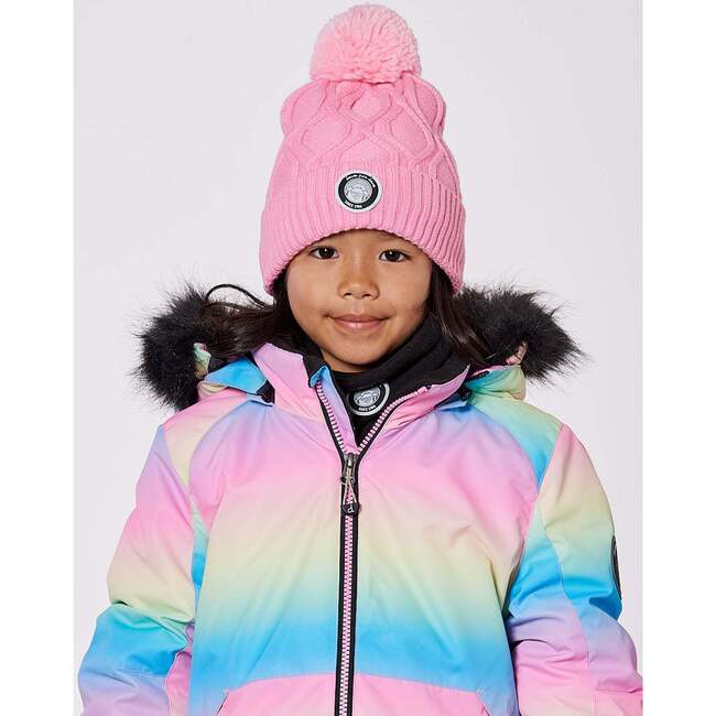 Lined Knit Pompom Hat, Pink - Winter Hats - 2