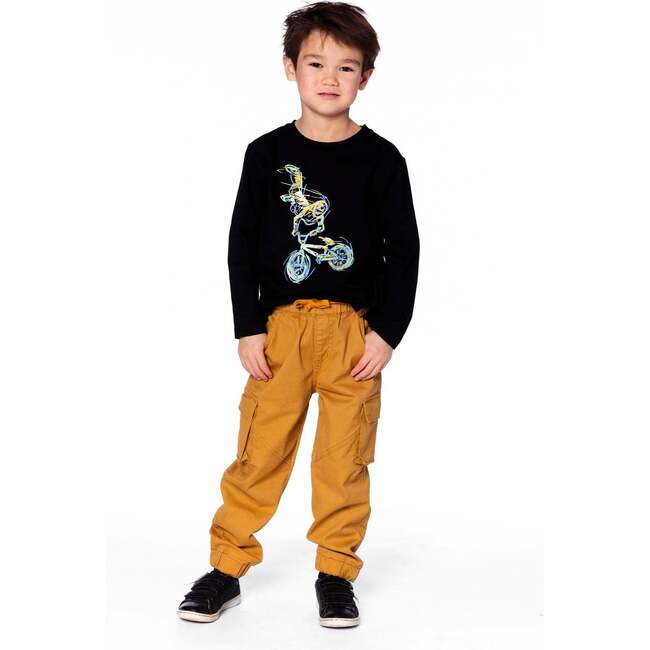 Long Sleeve Cotton Jersey Tee Shirt, Black - Sweatshirts - 3