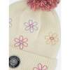 Lined Knit Pompom Hat, Off-White and Pink - Winter Hats - 3