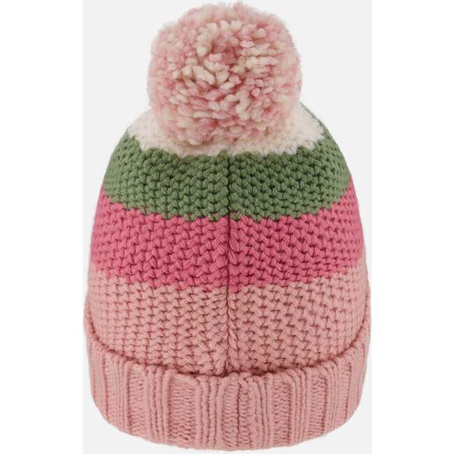 Lined Knit Pompom Hat, Pink and Green - Winter Hats - 3