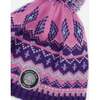 Lined Peruvian Knit Pompom Hat Purple and Pink, Mauve and Pink - Winter Hats - 4
