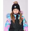 Lined Knit Pompom Hat with Little Sequins, Black and Multicolor - Winter Hats - 3
