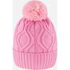 Lined Knit Pompom Hat, Pink - Winter Hats - 3