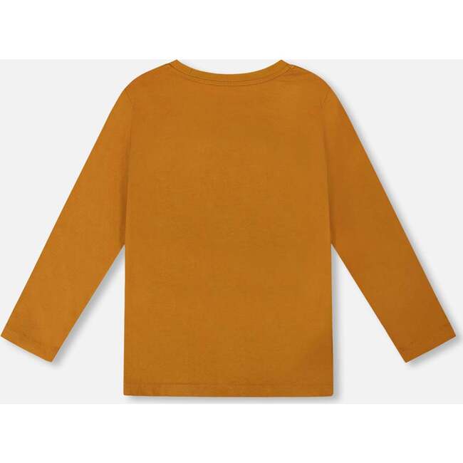 Long Sleeve Cotton Jersey Tee Shirt, Orange Brown - Sweatshirts - 4