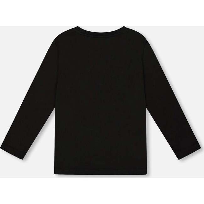 Long Sleeve Cotton Jersey Tee Shirt, Black - Sweatshirts - 4