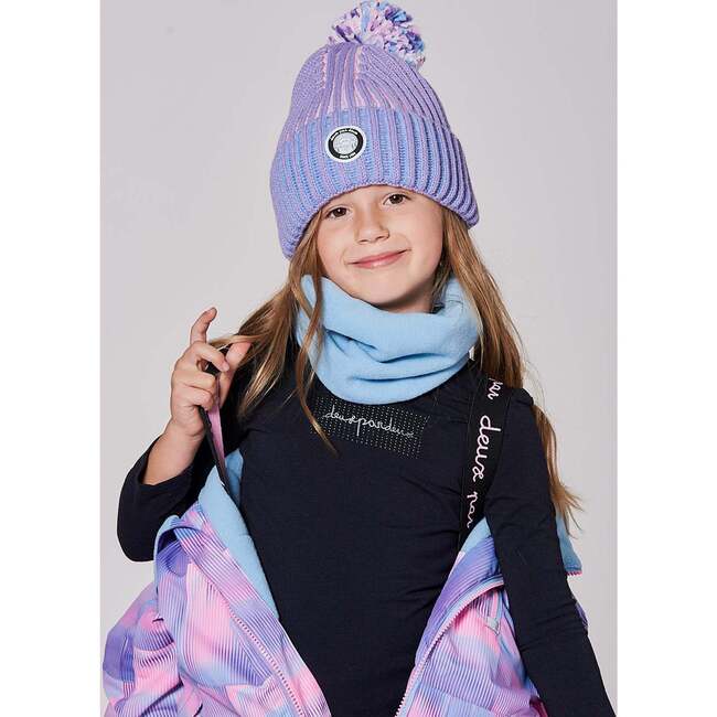 Lined Knit Pompom Hat, Blue, Purple and Pink - Winter Hats - 2