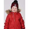 Lined Knit Pompom Hat, Red and Black - Winter Hats - 2